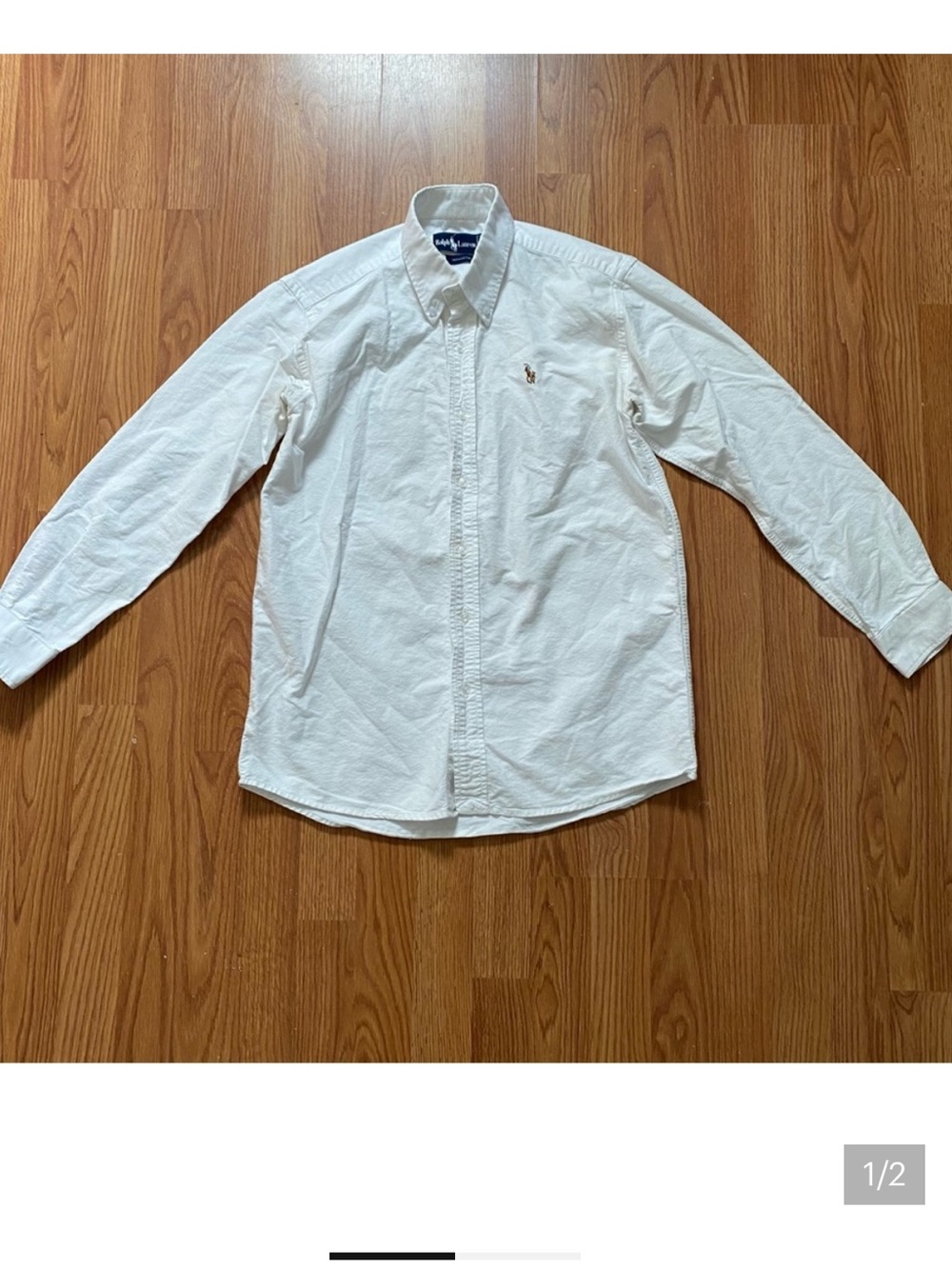 Vintage Ralph Lauren White Long-Sleeve Button-Up Shirt